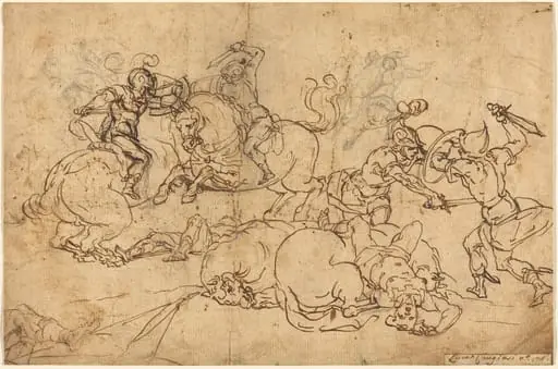 Soldiers Fighting, by Giovanni Andrea Ansaldo