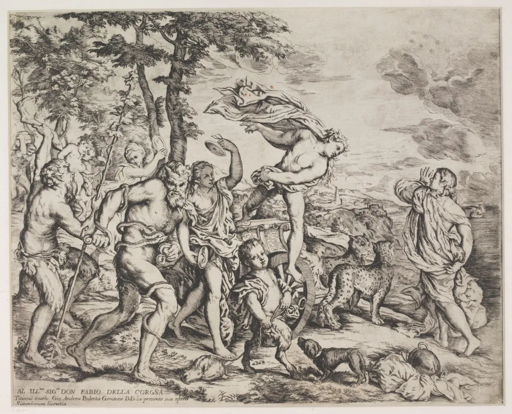 Bacchus and Ariadne, by Giovanni Andrea Podestà, 1650