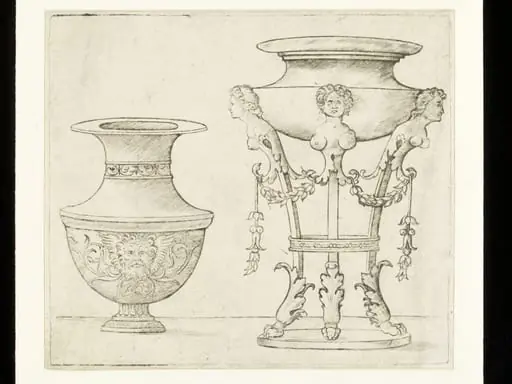 A vase and a tripod, by Giovanni Antonio da Brescia