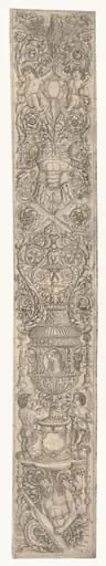 Ornament Panel: Triton and Two Infant Satyrs, by Giovanni Antonio da Brescia
