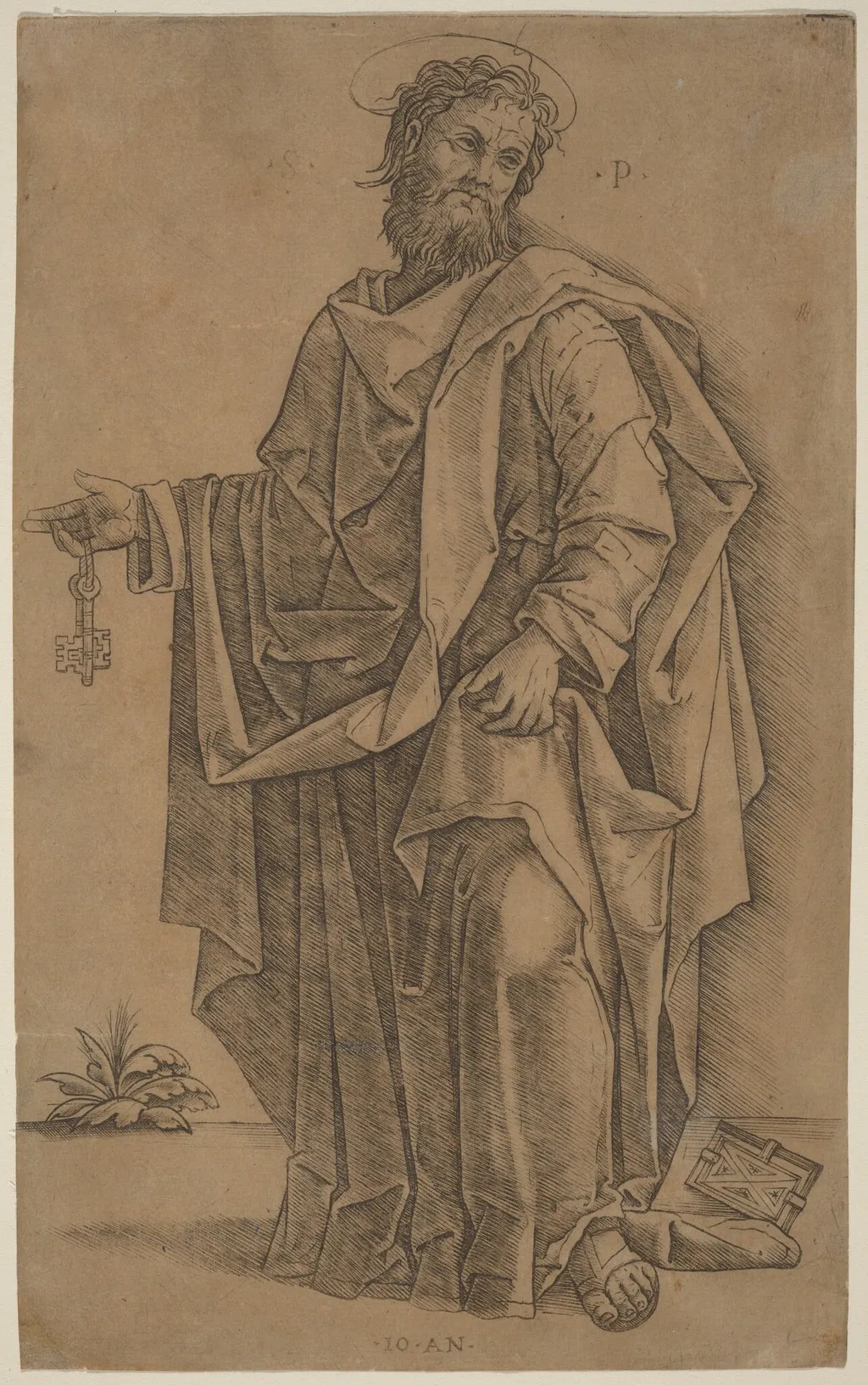 Saint Peter, by Giovanni Antonio da Brescia, ink, 1507