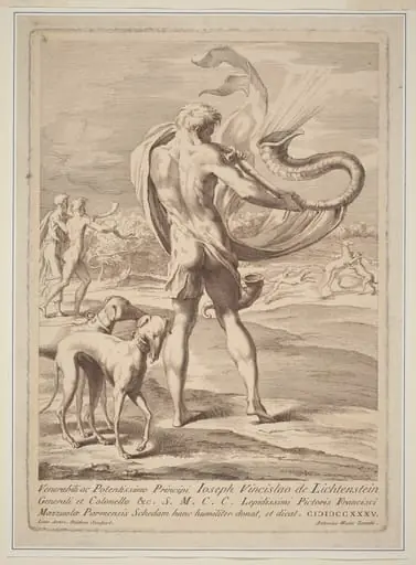 Nude Man Blowing a Conch, by Giovanni Antonio Faldoni