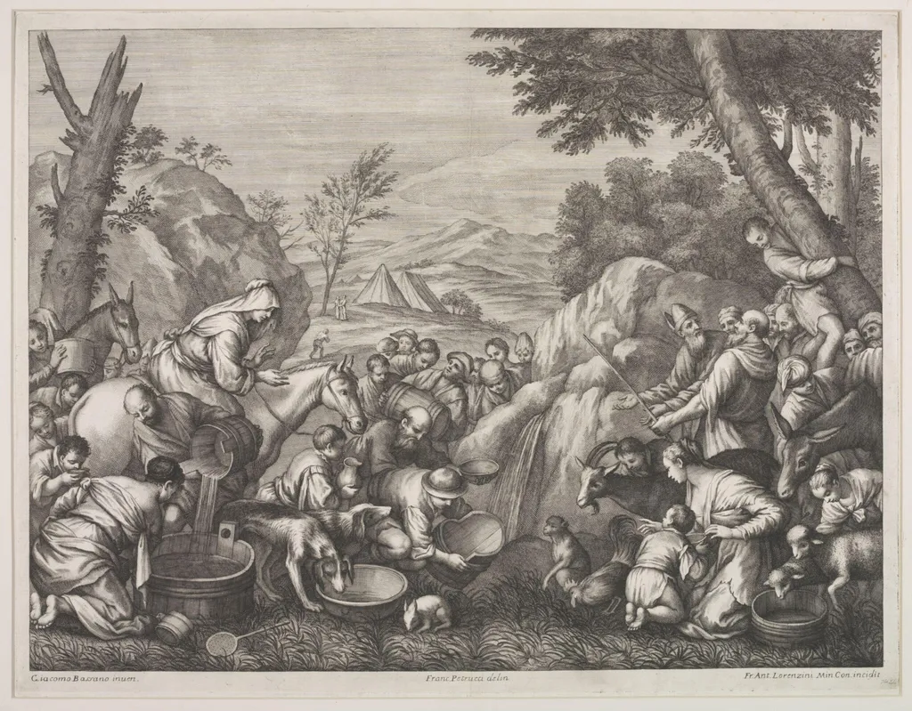 Moses Striking the Rock, by Giovanni Antonio Lorenzini, 1750