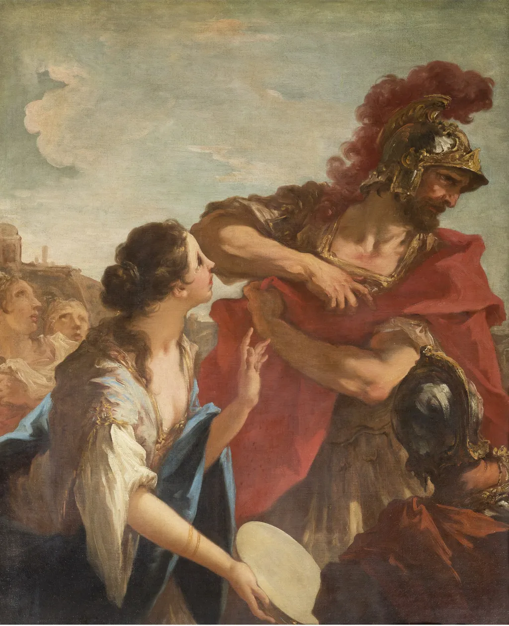 Jephthah returning from Battle is greeted by his Daughter, by Giovanni Antonio Pellegrini, oil, 1710