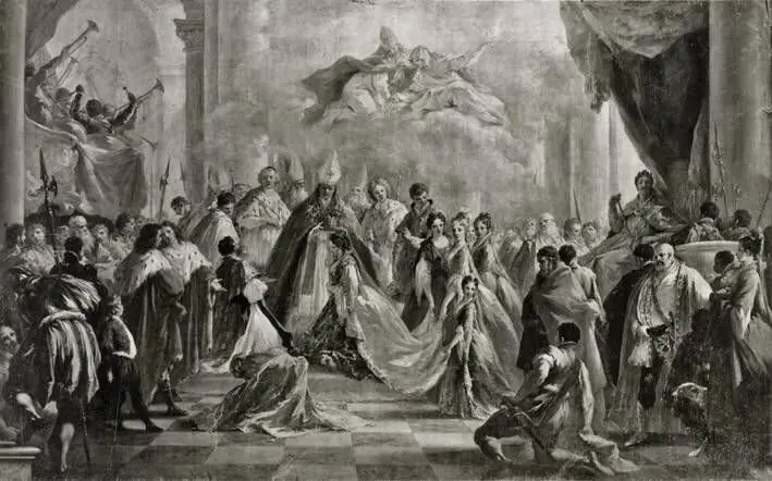 Krönung der Eleonora Magdalena von Pfalz-Neuburg zur Kaiserin, by Giovanni Antonio Pellegrini