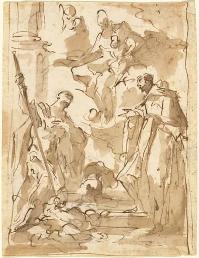 The Madonna and Child in Glory with Saint Theodore and a Monastic Saint, by Giovanni Antonio Pellegrini