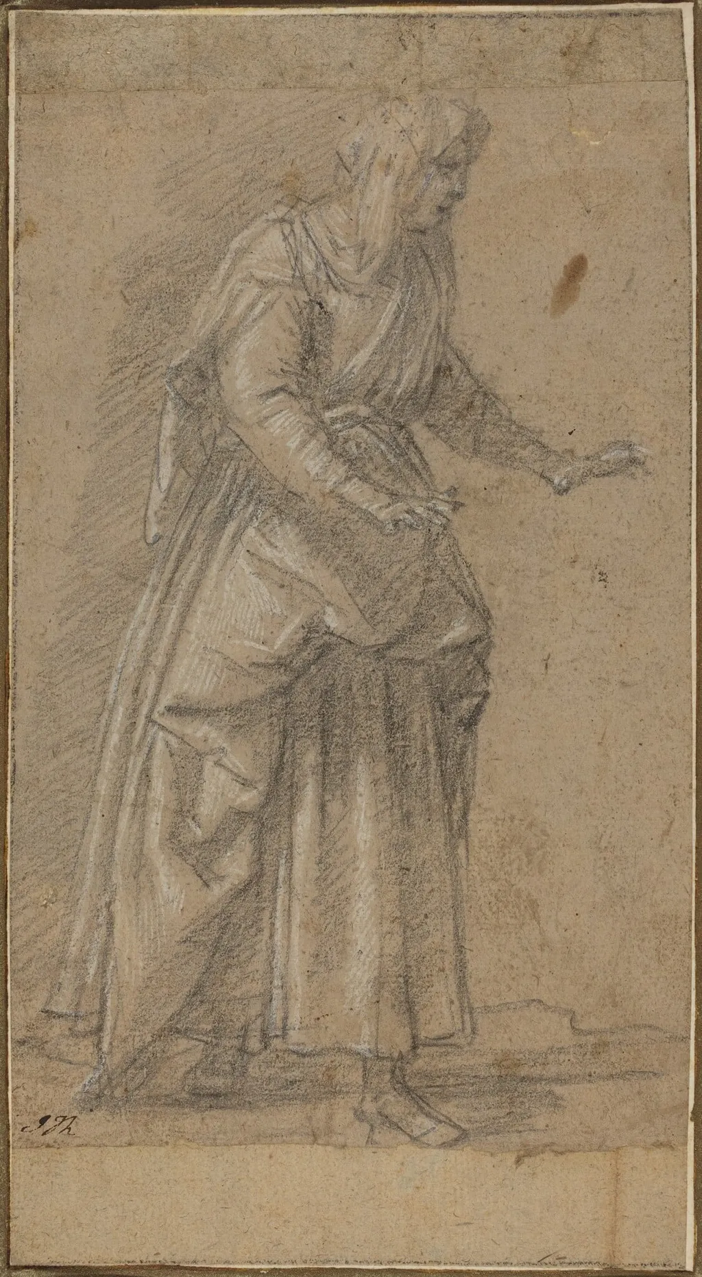 Woman Walking to the Right, by Giovanni Baglione, chalk, 1608