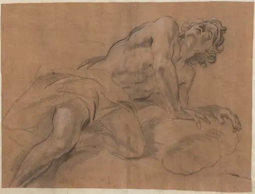 Nude Youth Leaning on a Cloud and Gazing Upward, by Giovanni Battista Beinaschi