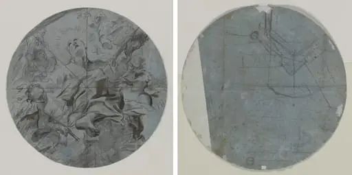 Apotheosis of a Saint (recto); Architectural Sketch(?) (verso), by Giovanni Battista Benaschi