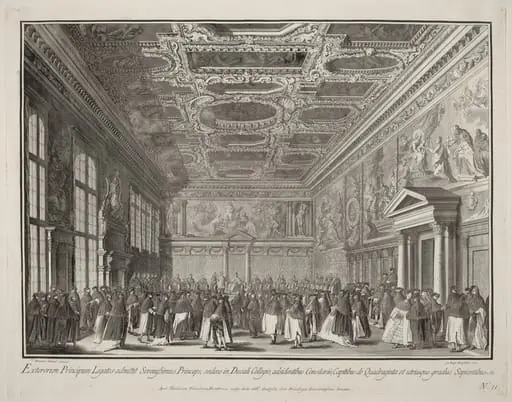 Reception by the Doge of Foreign Ambassadors in the Sala del Collegio, by Giovanni Battista Brustolon
