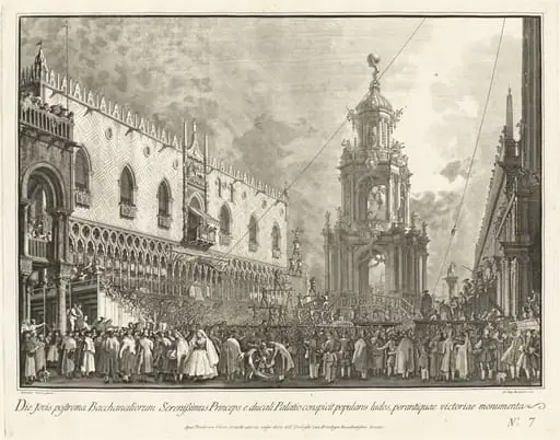 The Doge Attends the Giovedi Grasso Festival in the Piazzetta, by Giovanni Battista Brustolon