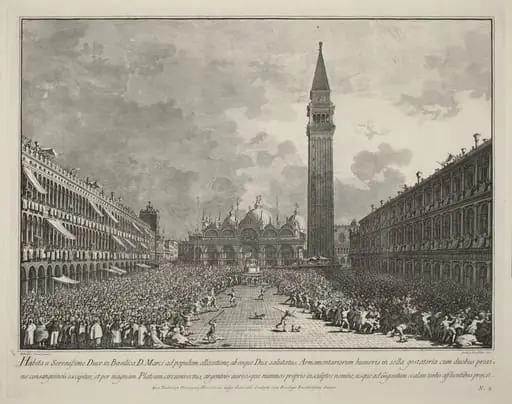 The Doge Carried around the Piazza San Marco, by Giovanni Battista Brustolon