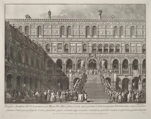 The Doge Crowned on the Scala dei Giganti of the Ducal Palace, by Giovanni Battista Brustolon