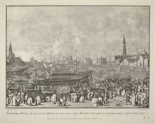 The Doge in the Bucintoro Departing for the Porto di Lido on Ascension Day, by Giovanni Battista Brustolon