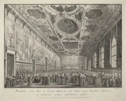 The Doge Returns Thanks in the Sala del Consiglio Maggior, by Giovanni Battista Brustolon