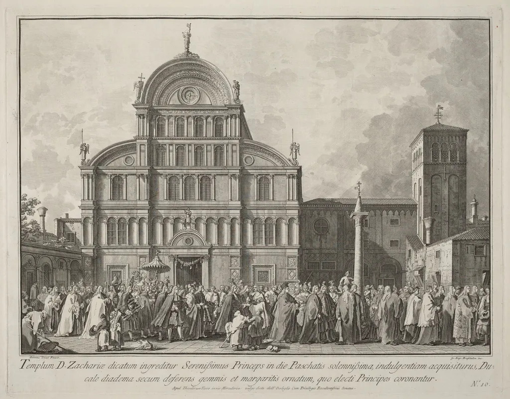 Visit of the Doge to San Zaccaria on Easter Day, by Giovanni Battista Brustolon, ink, 1764