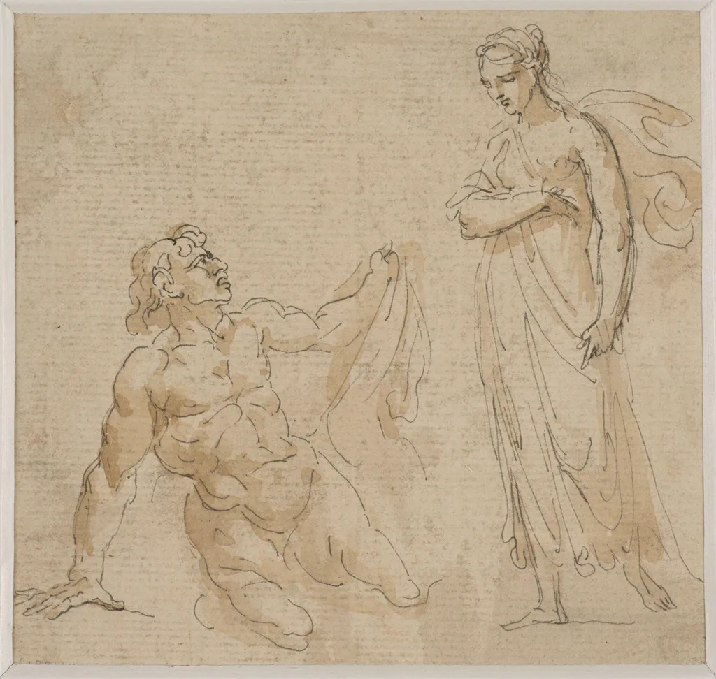 A woman approaching a kneeling man, by Giovanni Battista Cipriani