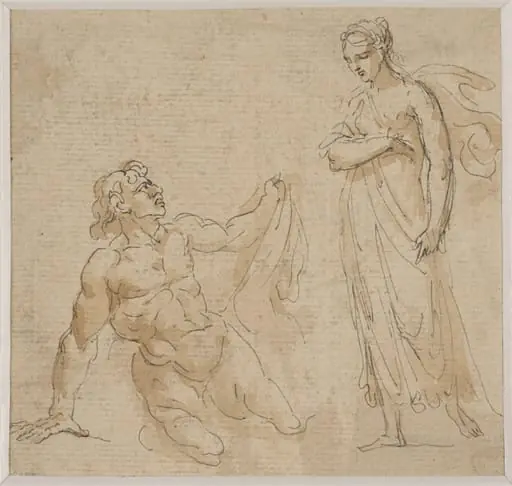 A woman approaching a kneeling man, by Giovanni Battista Cipriani
