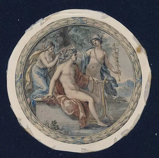 Apollo with his lyre, with Mercury and a muse, by Giovanni Battista Cipriani