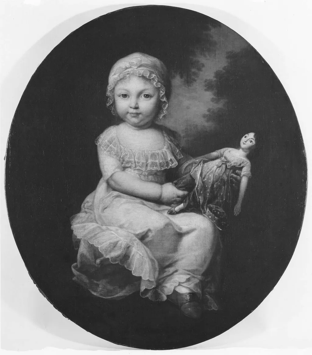 Portrait of a Child Holding a Doll, by Giovanni Battista Cipriani, oil, 1766
