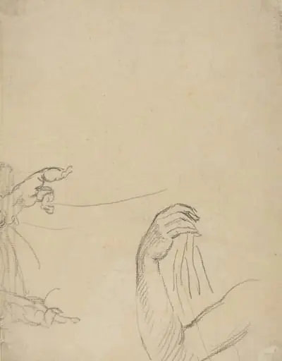 Study of Two Putti and a Draped Arm [verso], by Giovanni Battista Cipriani