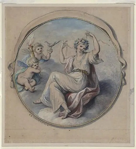 Venus binding her hair with a garland, attended by Cupids, by Giovanni Battista Cipriani
