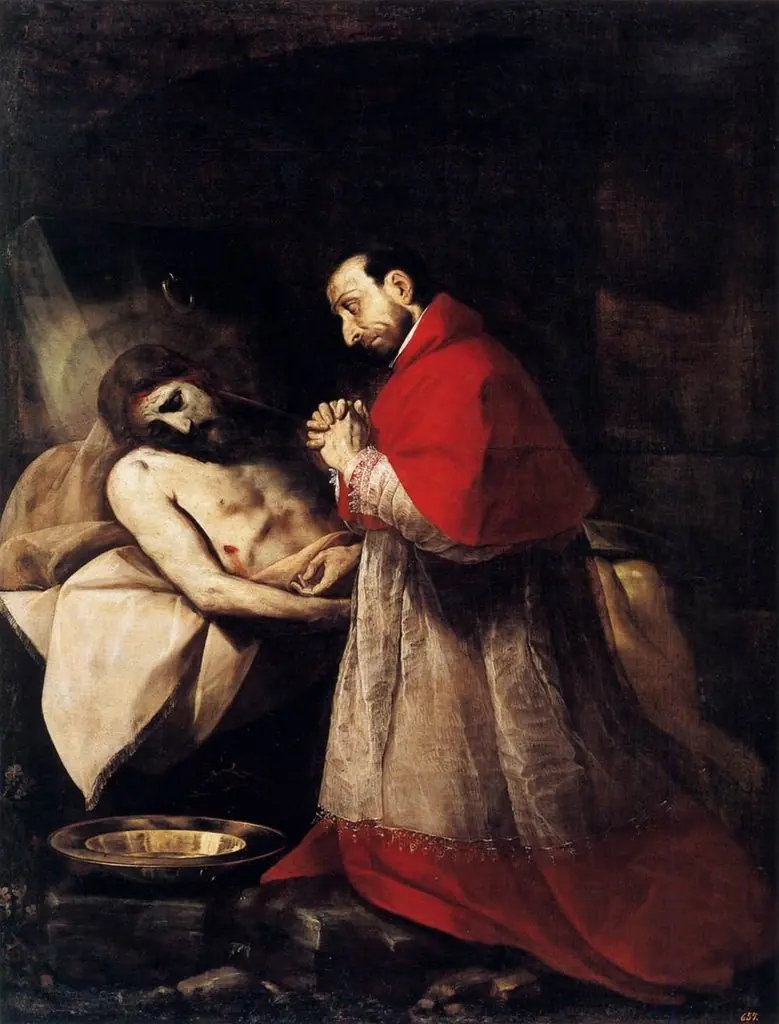 St Carlo Borromeo Adoring Christ, by Giovanni Battista Crespi