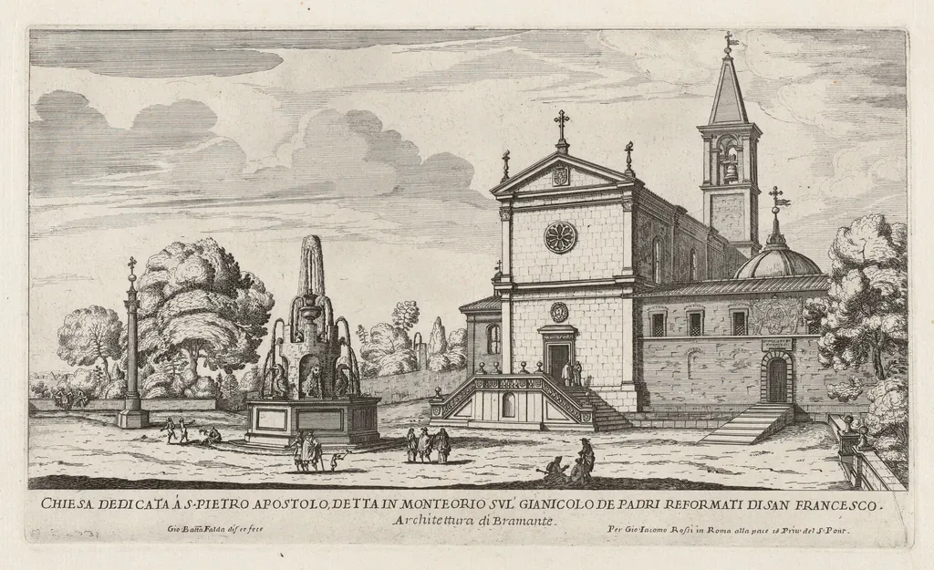 Chiesa dedicata à S. Pietro Apostolo (Church of San Pietro in Montorio), by Giovanni Battista Falda, ink, 1669