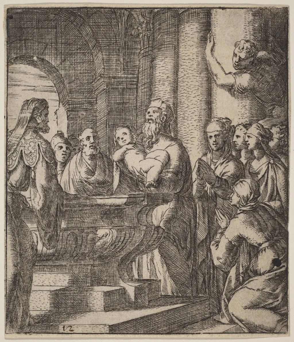 The Baptism of Christ, by Giovanni Battista Fontana, ink, 1556