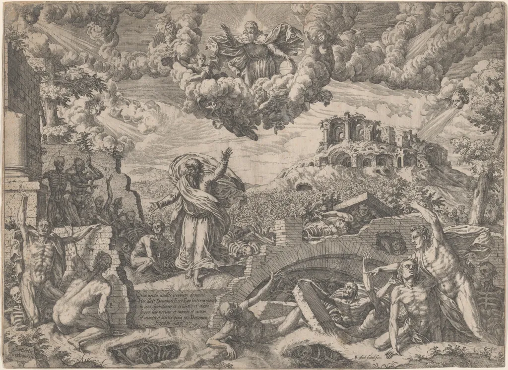 The Vision of Ezekiel, by Giovanni Battista Fontana, ink, 1579