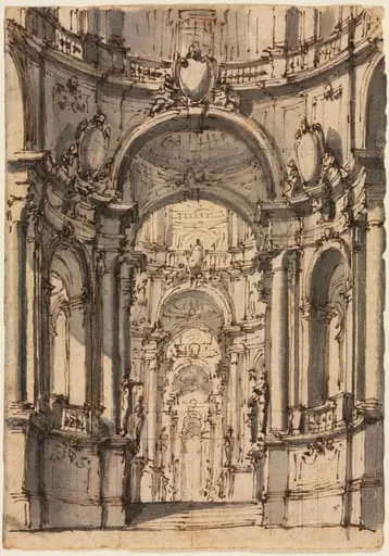 Design for a Stage Set: Interior of a Palace with Arcades, by Giovanni Battista III Natali