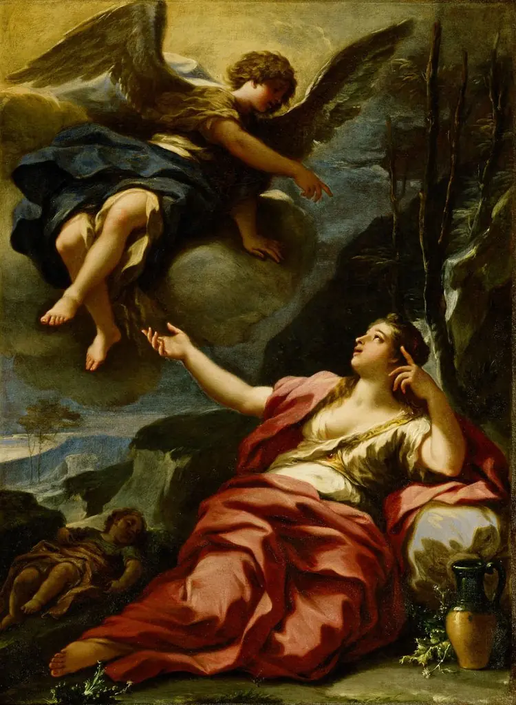 The angel appears to Hagar in the desert, by Giovanni Battista Lama