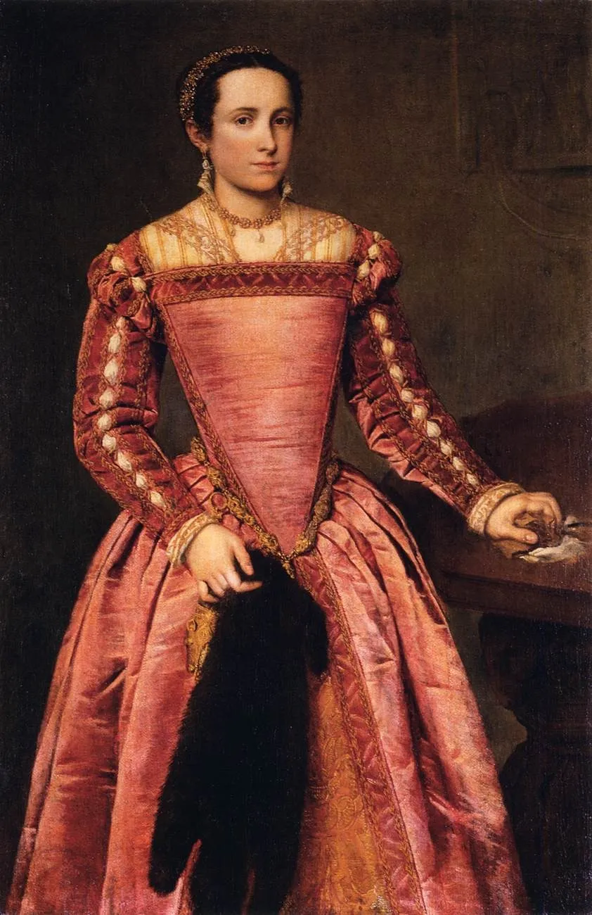 Lady in a Red Dress, by Giovanni Battista Moroni, oil, 1560