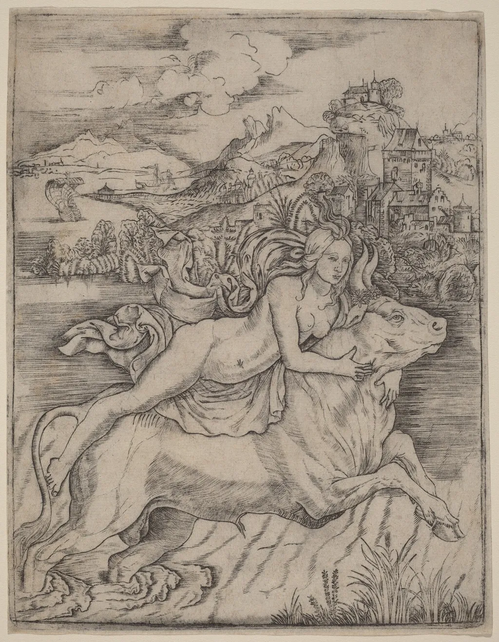 The Rape of Europa, by Giovanni Battista Palumba, ink, 1502