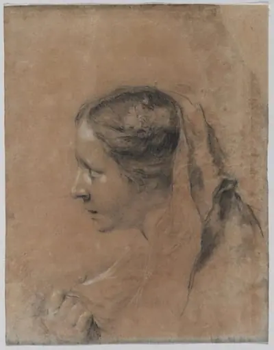 Head of a Woman in Profile with a Scarf, by Giovanni Battista Piazzetta