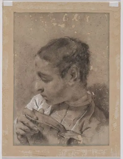 Head of a Young Man in Profile with a Book, by Giovanni Battista Piazzetta