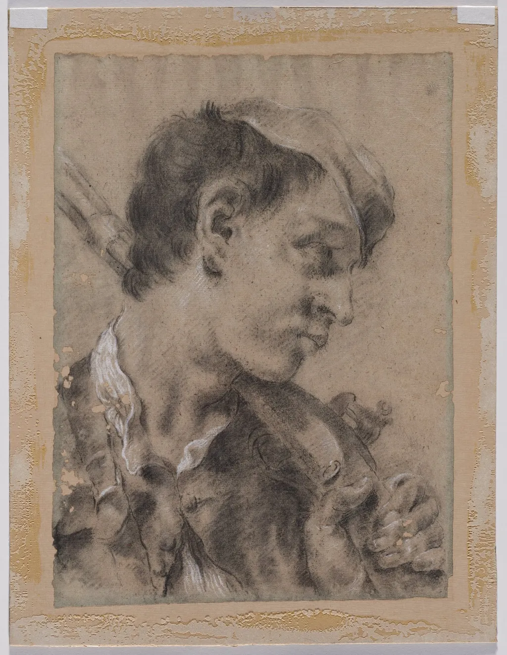 Head of a Young Man in Profile with a Gun over His Shoulder, by Giovanni Battista Piazzetta, 1740