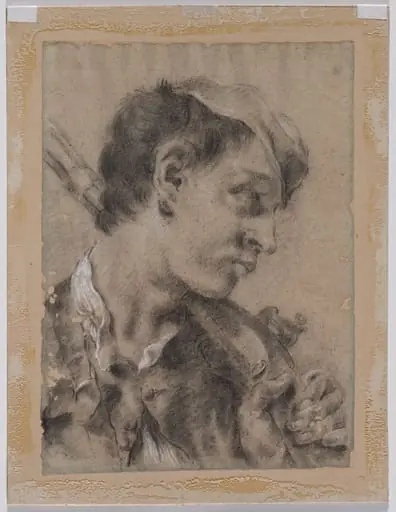 Head of a Young Man in Profile with a Gun over His Shoulder, by Giovanni Battista Piazzetta