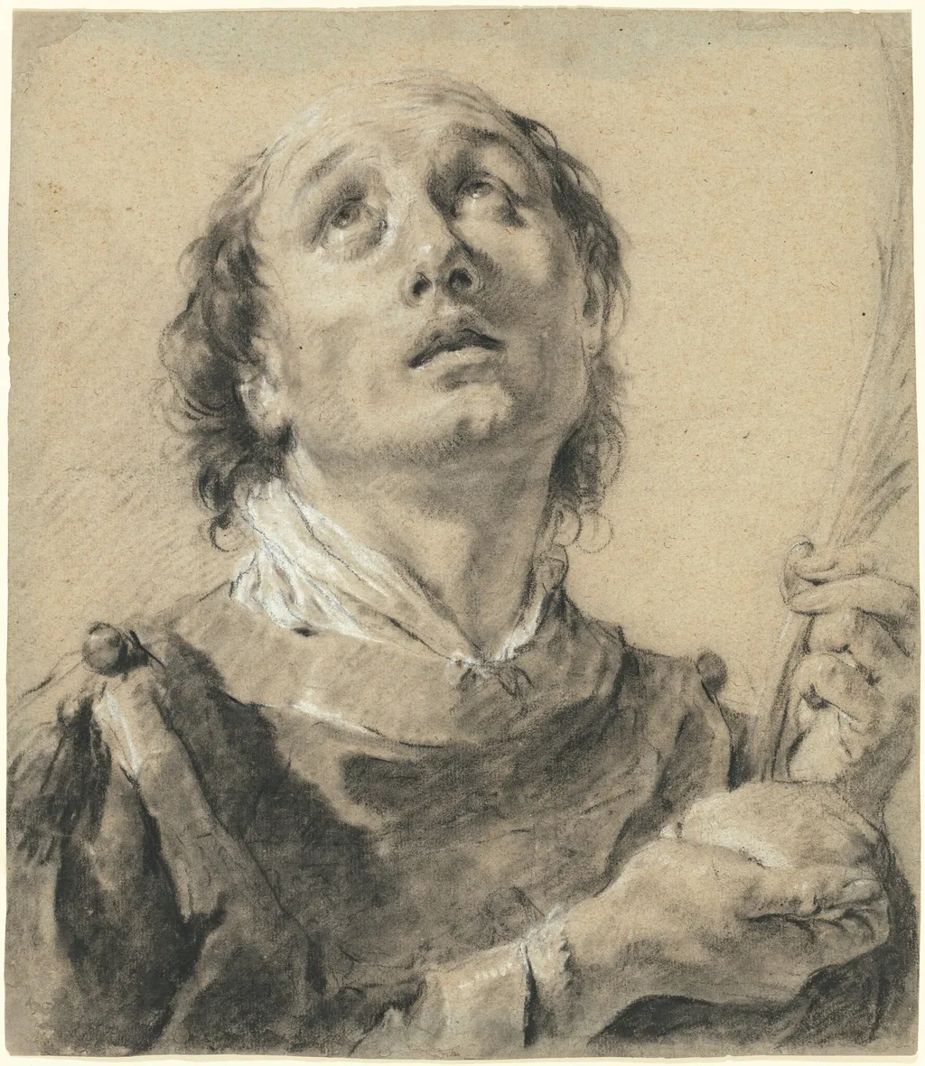Saint Stephen, by Giovanni Battista Piazzetta, charcoal, 1740