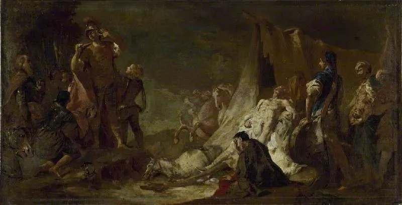 The death of Darius, by Giovanni Battista Piazzetta, oil, 1745