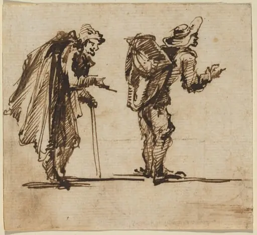 An Old Man with a Cape and a Rustic with a Backpack, by Giovanni Battista Piranesi