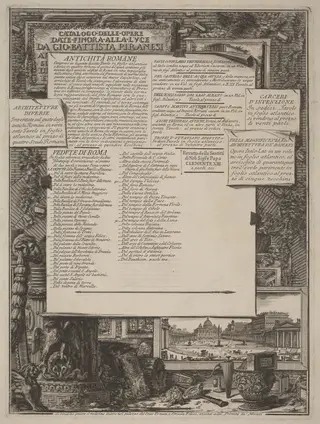 Catalogo delle Opere Date Finora Alla Lvce Da Gio Battista Piranesi