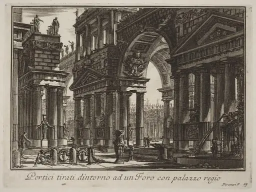 Portici tirati dintorno ad un Foro con palazzo regio, by Giovanni Battista Piranesi