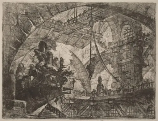 Prisoners on a Projecting Platform, by Giovanni Battista Piranesi