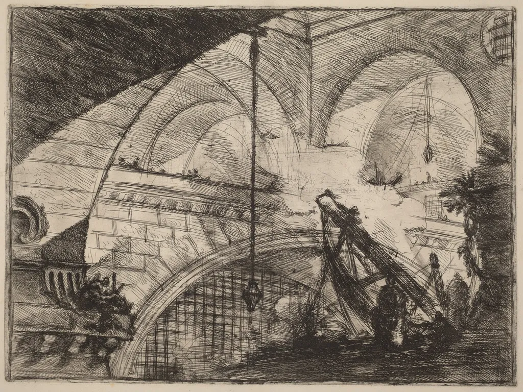 The Arch with a Shell Ornament, by Giovanni Battista Piranesi, ink, 1750