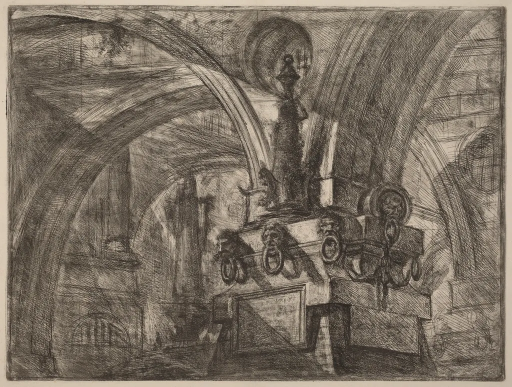 The Pier with a Lamp, by Giovanni Battista Piranesi, ink, 1750