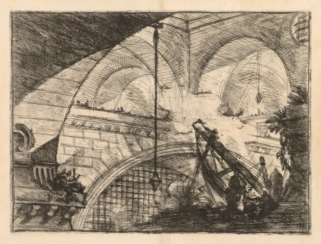 The Prisons: A Series of Galleries with Crane-Like Erection of Beams, by Giovanni Battista Piranesi, 1748