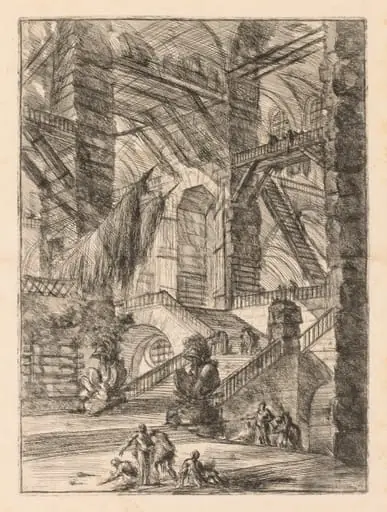 The Prisons: A Vast Interior with Trophies, by Giovanni Battista Piranesi