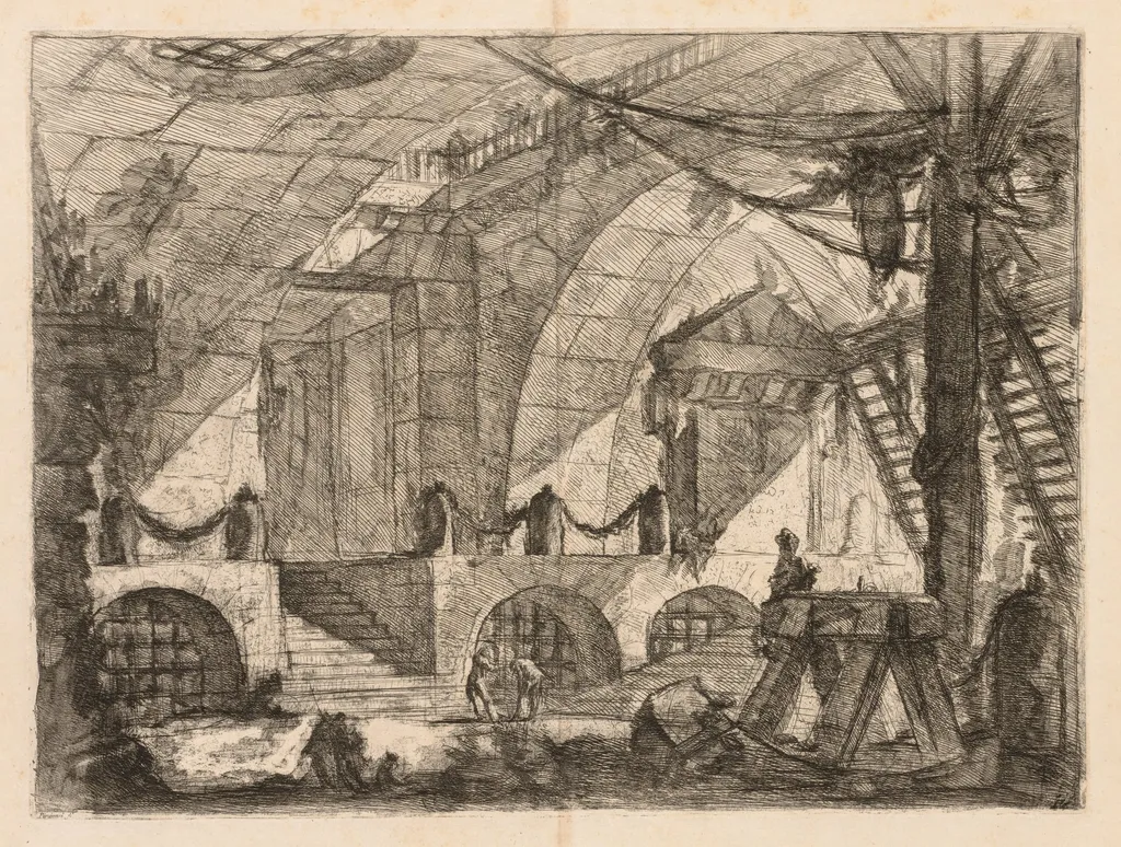 The Prisons: An Arched Chamber with Posts and Chains, by Giovanni Battista Piranesi, 1748
