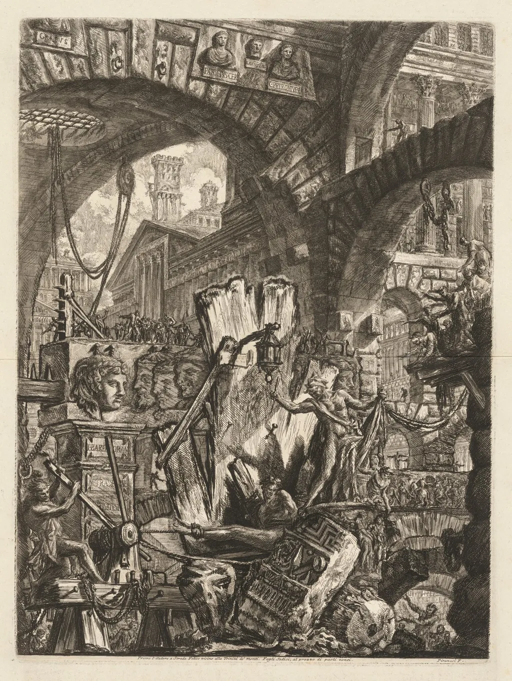 The Prisons: An Architectural Medly, with a Man on the Rock in the Foreground, by Giovanni Battista Piranesi, 1748